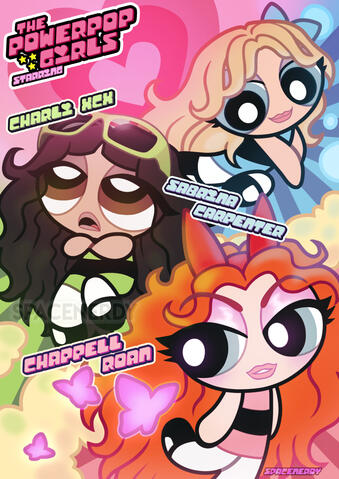 PowerPOP Girls (in the style of the Powerpuff Girls)